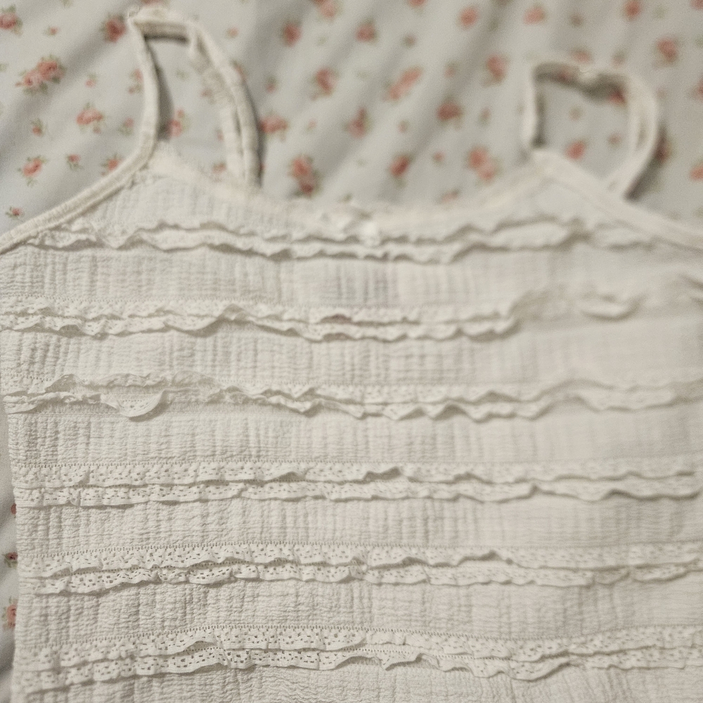 White Textured Sleeveless Top